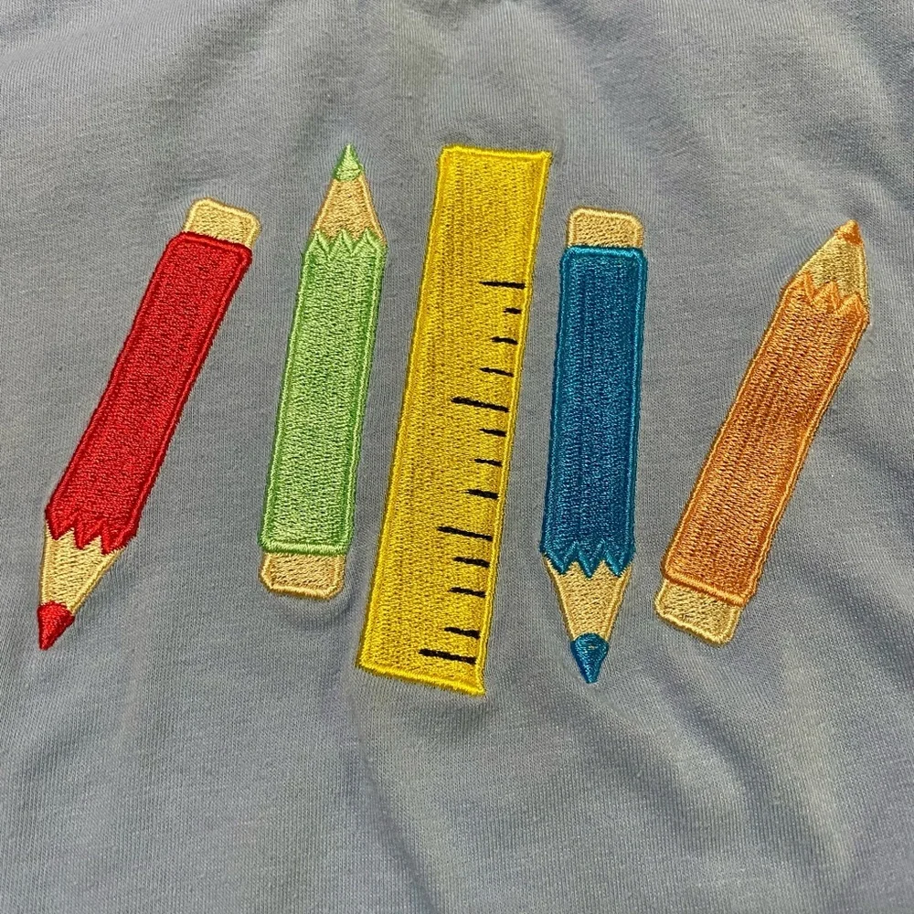 Abby & Evie Baby Boy 12m Embroidered Appliqué Back to School T-Shirts Set of 2